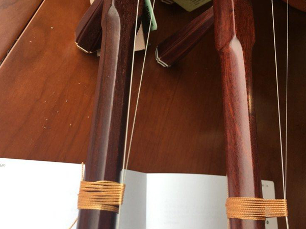 印度小叶紫檀（左）和非洲紫檀二胡（右）二胡琴杆